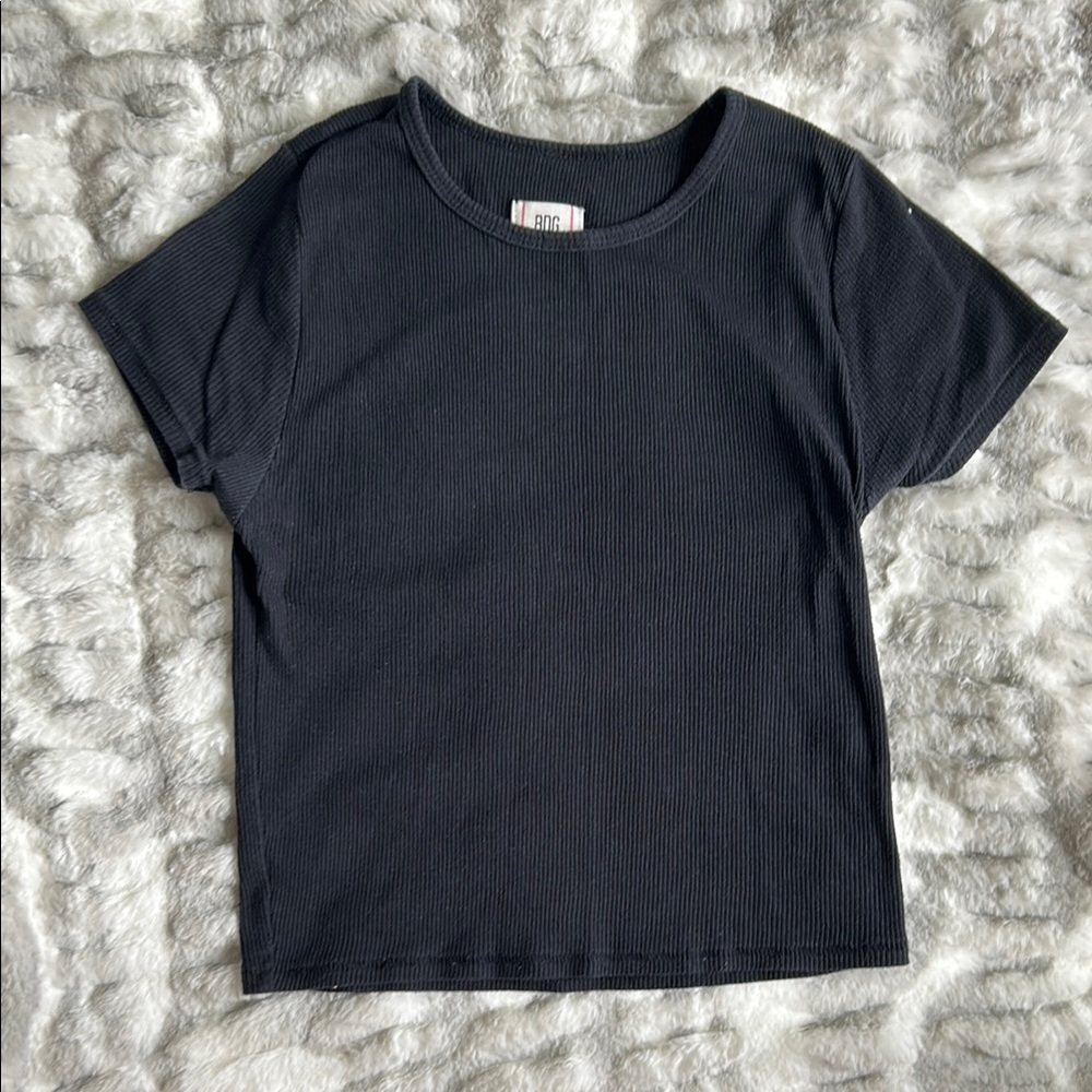 Black Ribbed Crop Top